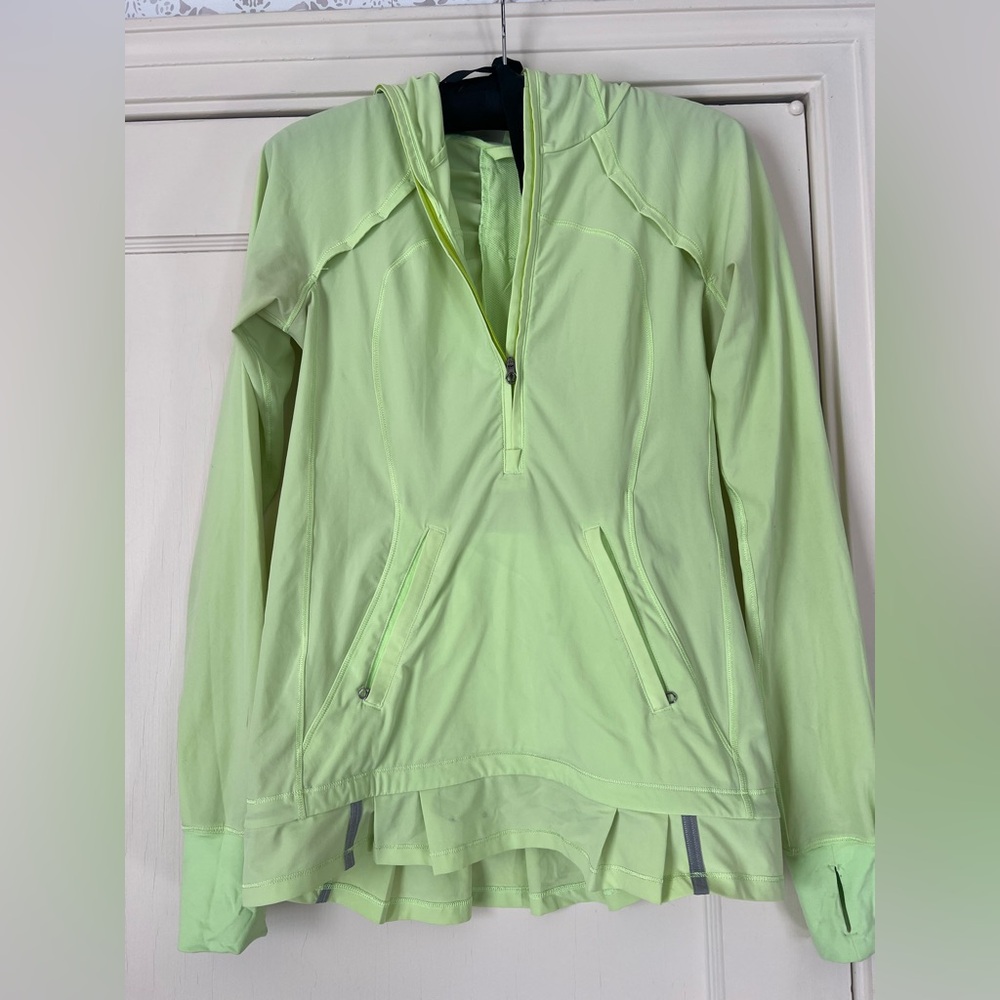 Neon lululemon hooded workout top